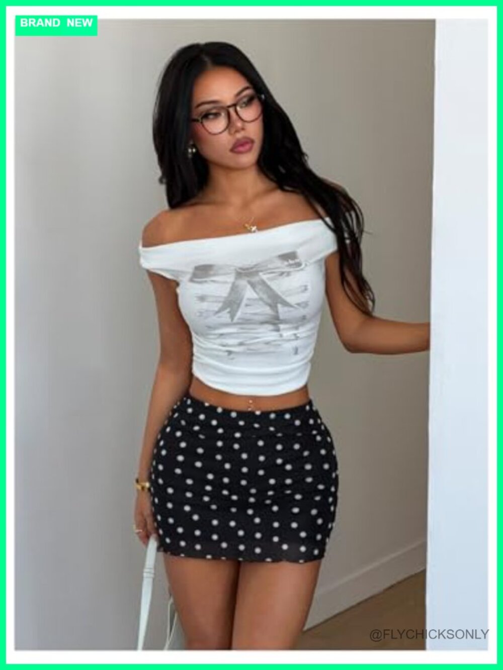 Y2K Polka Dot Mesh A-Line Mini Skirt with Built-in Shorts - Picture 5 of 5